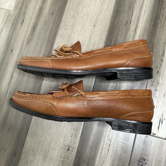 Cole Haan Men's Brown Leather Fringe Loafers Slip On Dress Shoes Size 11.5 - Picture 4 of 6
